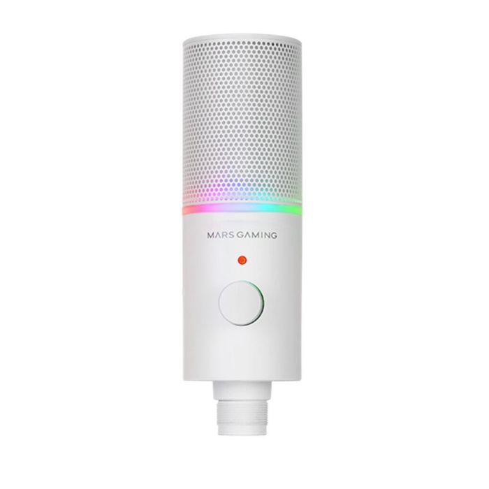 Mars Gaming Mmicxt Micrófono Profesional USB Blanco con Modos Cardioide/Omnidireccional e Iluminación RGB para Gaming y Streaming 1