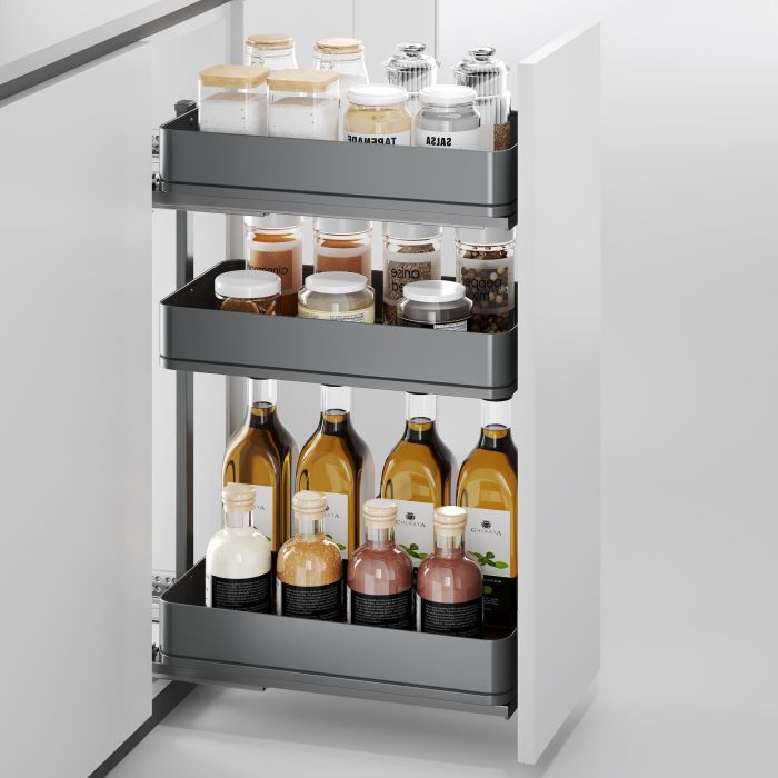 Emuca Carro extraíble Harmony con cierre suave, Módulo ancho 400mm alto 800mm, Acero y Madera, Gris antracita 2 Emuca Carro extraíble Harmony con cierre suave, Módulo ancho 400mm alto 800mm, Acero y Madera, Gris antracita 2