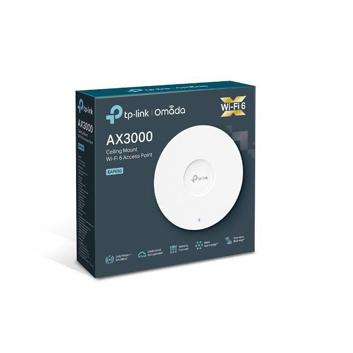 Omada EAP650 Punto de Acceso WiFi 6 AX3000 Techo, 2.4/5 GHz, MU-MIMO, Gestión en la Nube, PoE+ 10 Omada EAP650 Punto de Acceso WiFi 6 AX3000 Techo, 2.4/5 GHz, MU-MIMO, Gestión en la Nube, PoE+ 10