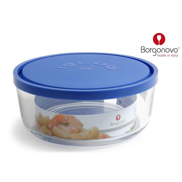 Borgonovo Fiambrera Redonda con Tapa Azul, Colección Igloo, Cristal, Ø 21.5 cm x 9 cm, 2200 cc (6 Unidades) Borgonovo Fiambrera Redonda con Tapa Azul, Colección Igloo, Cristal, Ø 21.5 cm x 9 cm, 2200 cc (6 Unidades)
