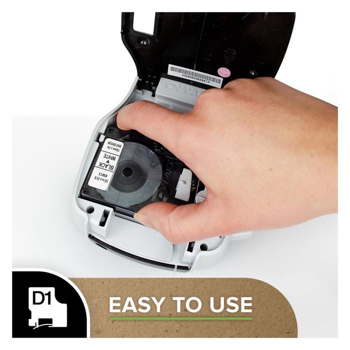 Dymo 45013 Cinta de Transferencia Térmica D1, Etiquetas Estándar Negro sobre Blanco 12 mm x 7 m, Poliéster Autoadhesiva, Rotuladora LabelManager 9