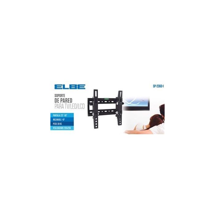 Elbe SP-2360-I Soporte Pared Inclinable para TV 23'-60' Hasta 30KG, Compatible VESA 50x50-200x200, Inclinación 10° 1 Elbe SP-2360-I Soporte Pared Inclinable para TV 23'-60' Hasta 30KG, Compatible VESA 50x50-200x200, Inclinación 10° 1