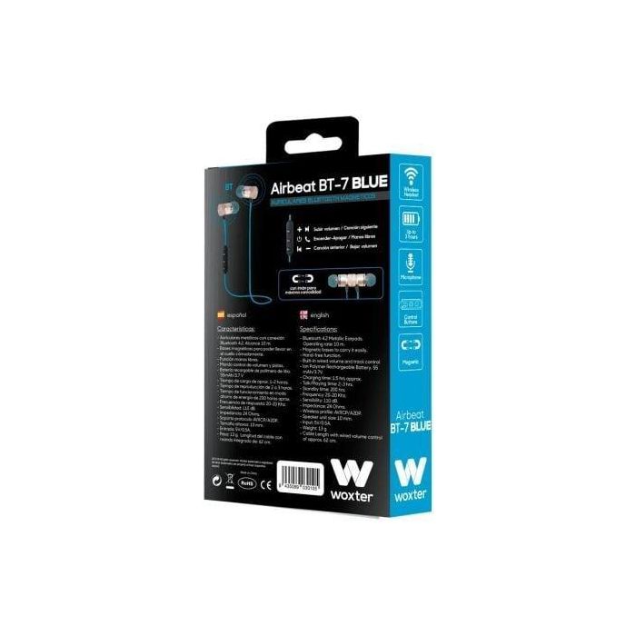 Auriculares Inalámbricos Intrauditivos Woxter Airbeat BT-7/ con Micrófono/ Bluetooth/ Azules 4 Auriculares Inalámbricos Intrauditivos Woxter Airbeat BT-7/ con Micrófono/ Bluetooth/ Azules 4