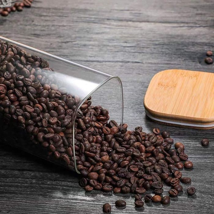 Quttin Tarro Cuadrado de Borosilicato con Tapa de Bambú 8 x 11 cm 480 ml 2