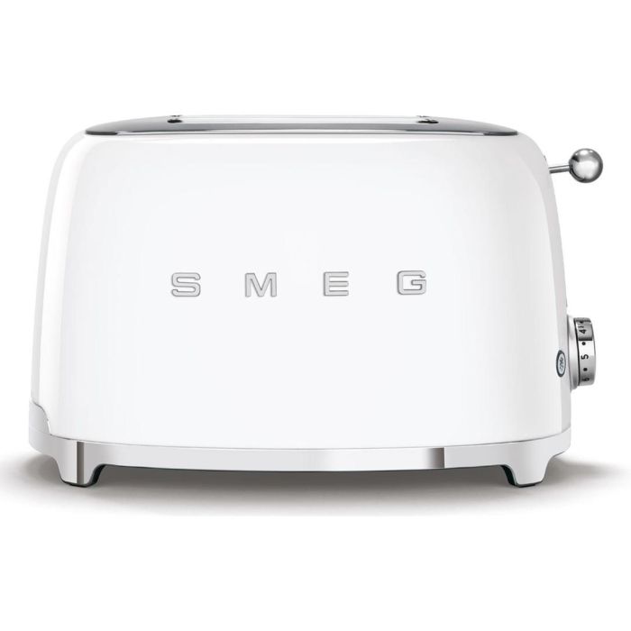 Smeg TSF01WHEU Tostador 2 Rebanadas Blanco con Funciones Recalentar y Descongelar, Acero/Plástico 950W