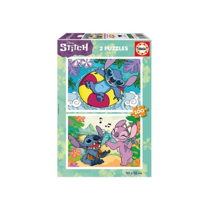 Educa Puzzle 2X100 Stitch 19998 Disney 2 puzzles de 100 piezas cada uno, montaje 40x28cm