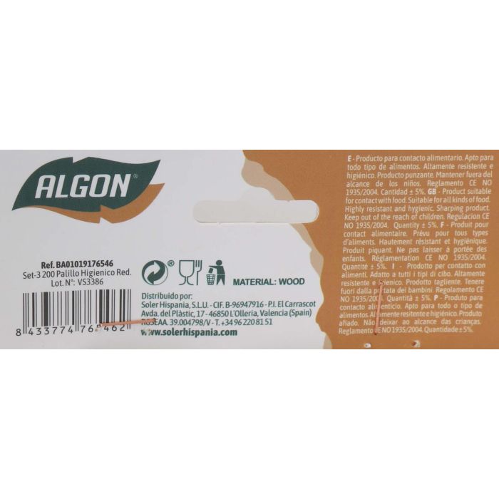 Set-3 200 Palillo Higienico Red. Algon (18 Unidades) 2 Set-3 200 Palillo Higienico Red. Algon (18 Unidades) 2