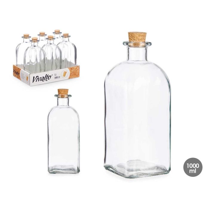 Frasca Vidrio 1000Ml Tapon Corcho Vivalto 9X22CM (18 Unidades) Frasca Vidrio 1000Ml Tapon Corcho Vivalto 9X22CM (18 Unidades)