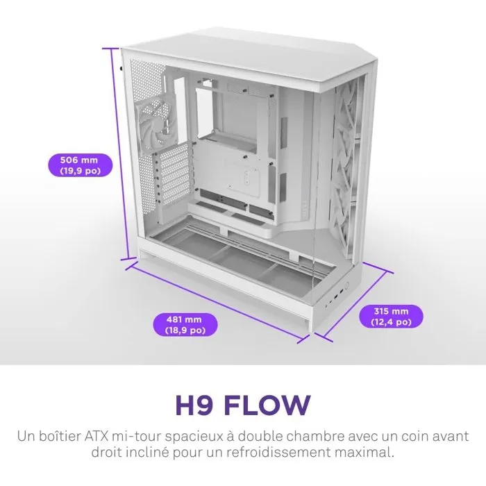 NZXT CM-H92FW-01 Caja ATX NZXT H9 Flow Dual-Chamber Mid-Tower Blanca 1