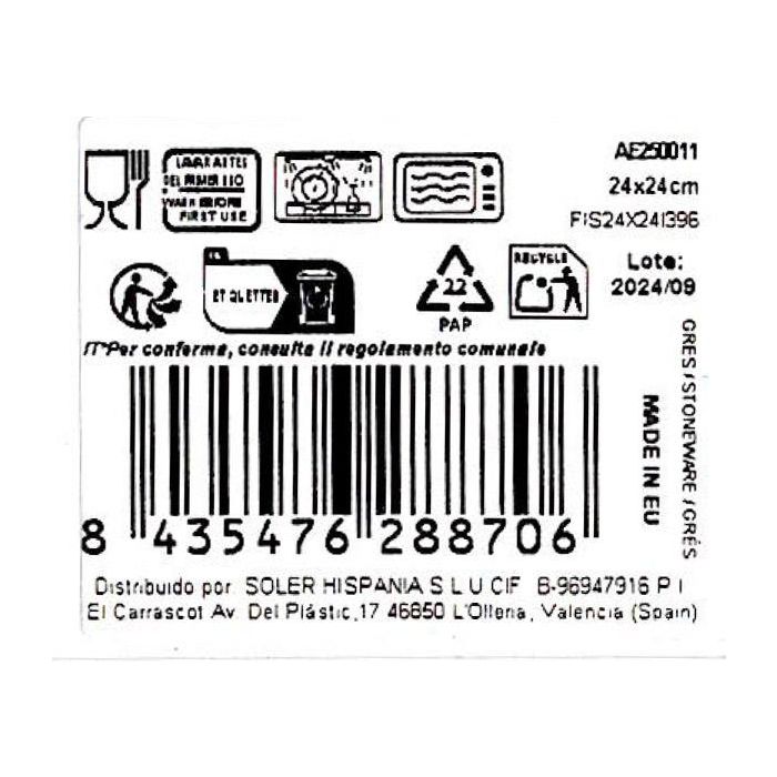La Mediterranea Plato Llano Aelia Elite Brillo 24 x 24 cm (6 Unidades) 3