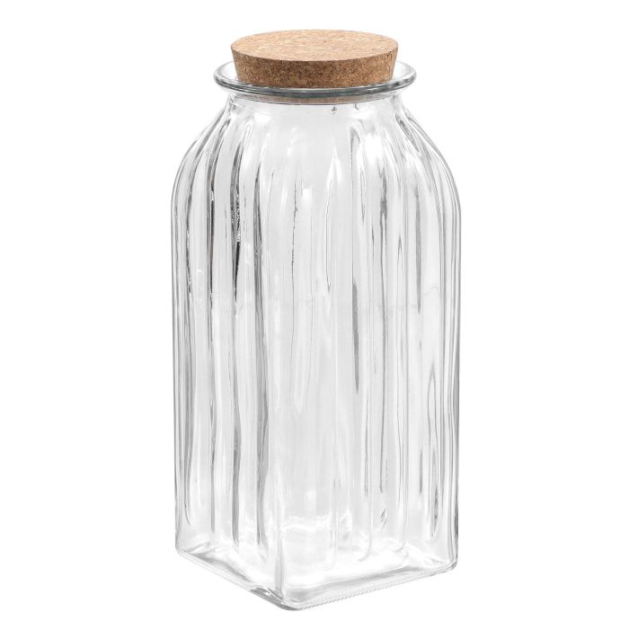 Tarro de Vidrio con Líneas y Tapón de Corcho 1950 ml - La Mediterranea (12 Unidades) 4 Tarro de Vidrio con Líneas y Tapón de Corcho 1950 ml - La Mediterranea (12 Unidades) 4