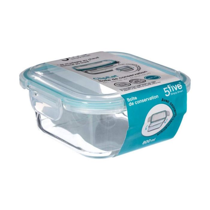Fiambrera 5five Simply Smart Azul Transparente Cristal 800 ml 16 x 16 x 7,5 cm 1 Fiambrera 5five Simply Smart Azul Transparente Cristal 800 ml 16 x 16 x 7,5 cm 1