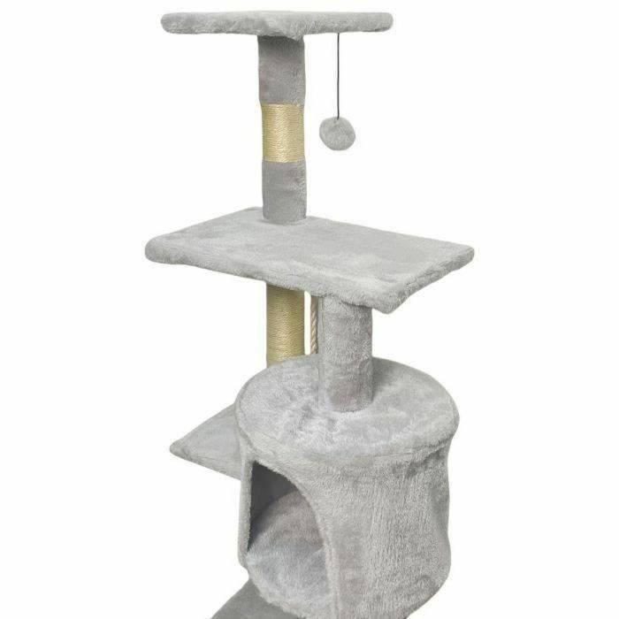 PALOMA Rascador para gatos gris 40 x 40 x 114 cm - 3 plataformas, 1 cuerda, 1 nicho, postes rascadores 2 PALOMA Rascador para gatos gris 40 x 40 x 114 cm - 3 plataformas, 1 cuerda, 1 nicho, postes rascadores 2