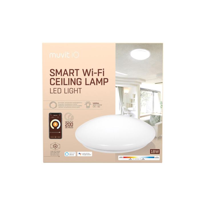 LÁMPARA DE TECHO MUVIT IOT MIOCLA001 - WiFi - 18W - 1400LUM - COMPATIBLE CON ASISTENTE DE VOZ 6 LÁMPARA DE TECHO MUVIT IOT MIOCLA001 - WiFi - 18W - 1400LUM - COMPATIBLE CON ASISTENTE DE VOZ 6