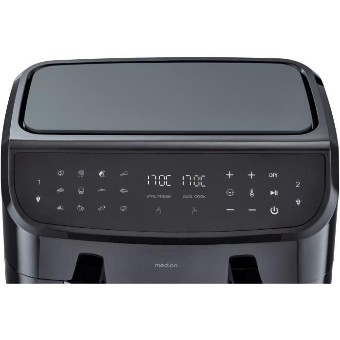 Freidora de Aire Caliente - MEDION - P20 XXL Twin - 2600 W - 2 cestos - 9 programas - Negra 2 Freidora de Aire Caliente - MEDION - P20 XXL Twin - 2600 W - 2 cestos - 9 programas - Negra 2