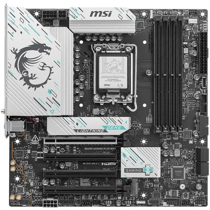 MSI Placa Base B860M Gaming Plus, 601-7E42-02S, Chipset Intel B860, Factor de Forma mATX, Socket LGA 1851, Compatible con Intel Core Ultra Serie 2, 4x DDR5, PCIe 5.0, Wi-Fi 7 1
