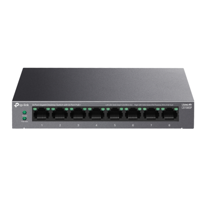 TP-Link LS108GP Switch No Administrado Gigabit Ethernet 8 Puertos PoE Negro