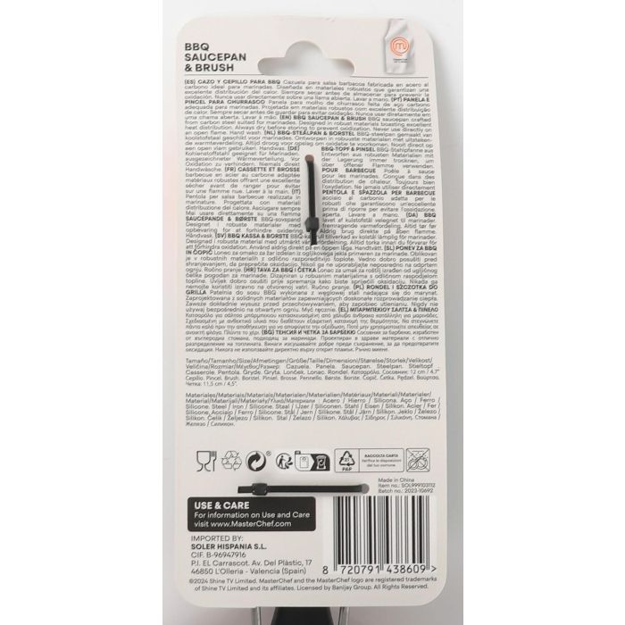 Masterchef Set Cazo y Pincel para Barbacoa, Kit de Utensilios Esenciales para Parrilla y Asados, 26 cm de Largo (12 Unidades) 3