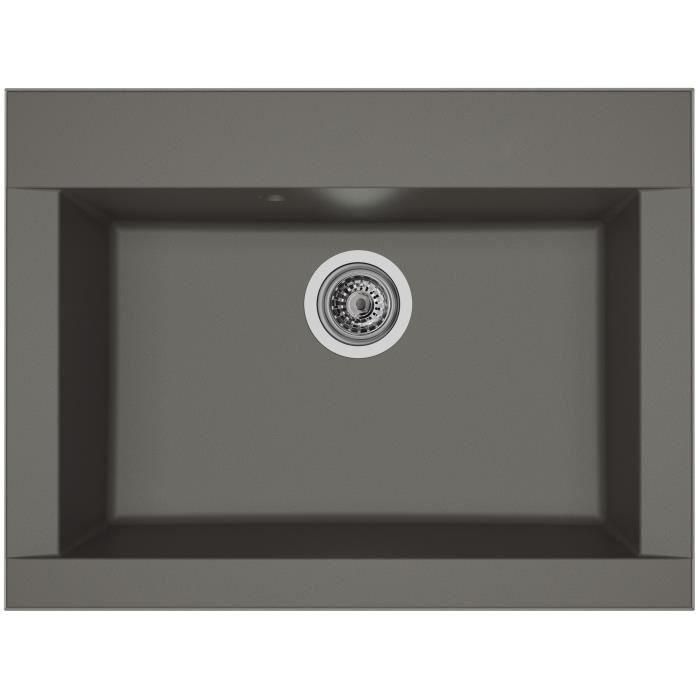 STRADOUR Fregadero de cocina empotrado 1 contenedor sin escurridor Hexo - Resina - 66 x 50 cm - Gris hormigón STRADOUR Fregadero de cocina empotrado 1 contenedor sin escurridor Hexo - Resina - 66 x 50 cm - Gris hormigón