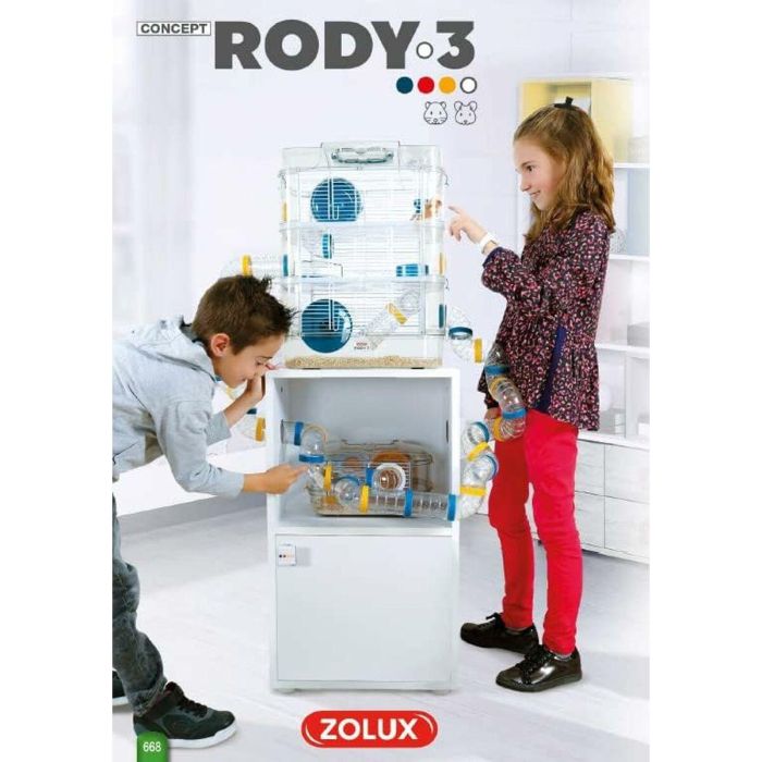 Zolux ZOL3336022060225 Jaula Rody3 Trio de 3 niveles para hámsteres, ratones y jerbos - L 41 x P 27 x H 53 cm - Blanco 4 Zolux ZOL3336022060225 Jaula Rody3 Trio de 3 niveles para hámsteres, ratones y jerbos - L 41 x P 27 x H 53 cm - Blanco 4