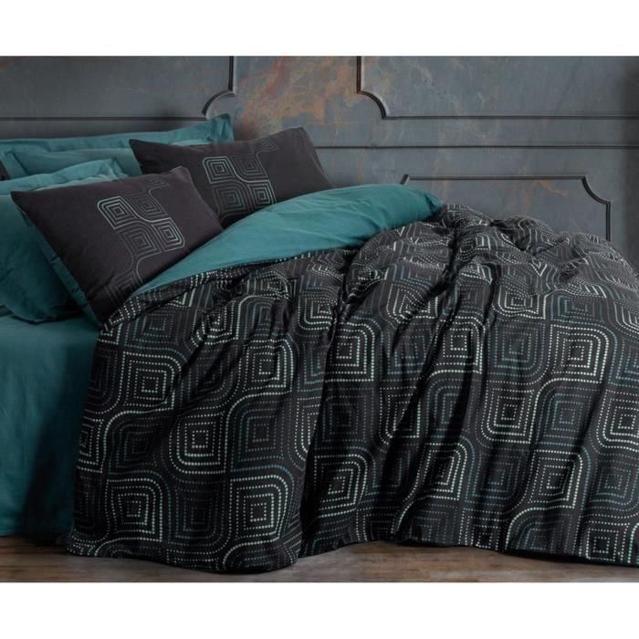 Juego de cama - 1 funda nórdica 220x240 cm + 2 fundas de almohada 60x60 cm - 100% algodón - Azul 3 Juego de cama - 1 funda nórdica 220x240 cm + 2 fundas de almohada 60x60 cm - 100% algodón - Azul 3