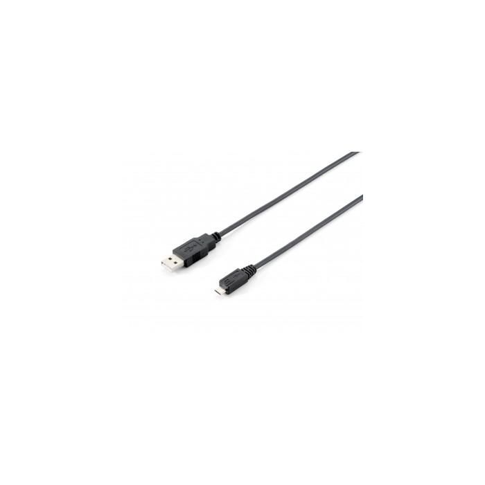 Equip Cable USB 2.0 Tipo A a Micro B Macho, Negro, Carga y Transferencia de Datos