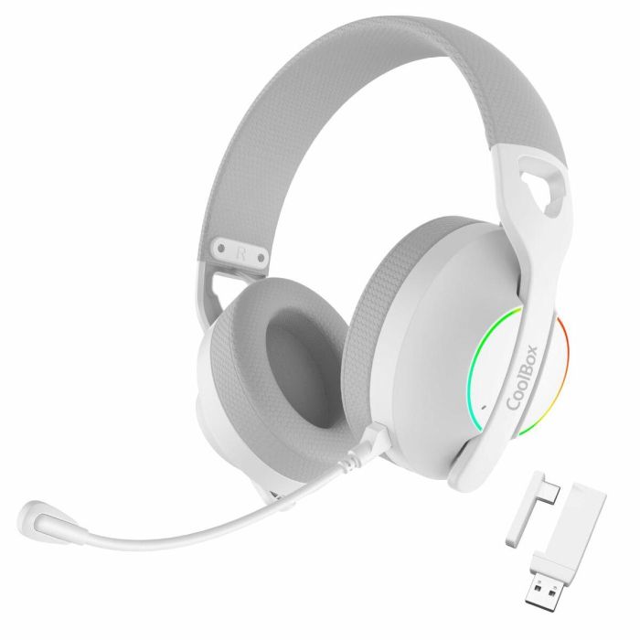 Coolbox Auriculares WB01 Inalámbricos Bluetooth 5.4 con Micrófono Extraíble y RGB - Blanco 8