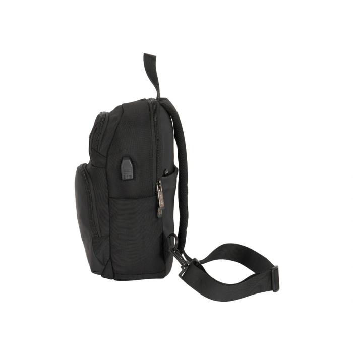 Safta Mini Mochila 1 Hombrera Tablet 11"+USB Business Black 18x34x12 cm 3