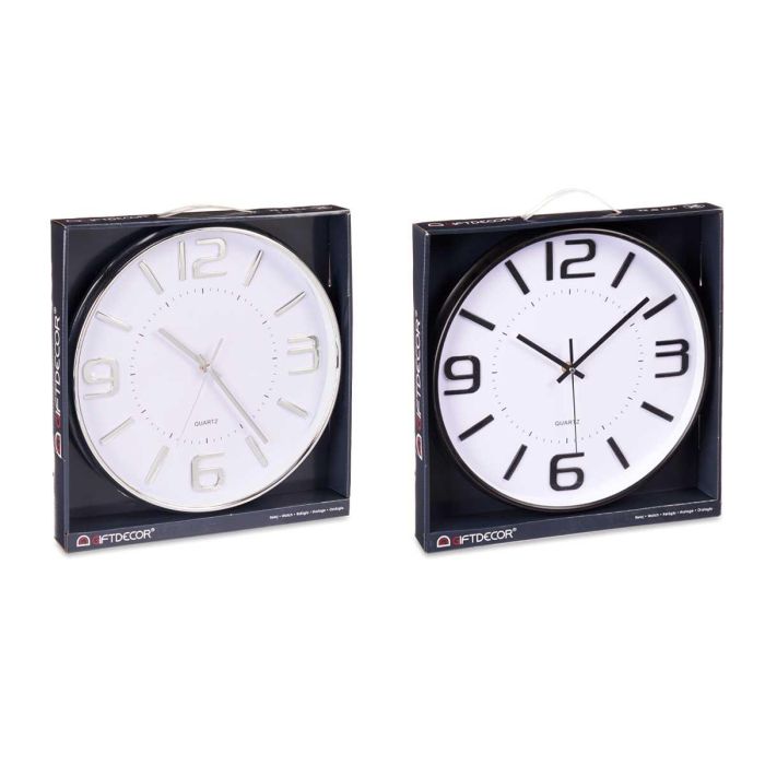 Reloj Redondo 32.8 cm Plata Negro - Giftdecor (6 Unidades) 2 Reloj Redondo 32.8 cm Plata Negro - Giftdecor (6 Unidades) 2