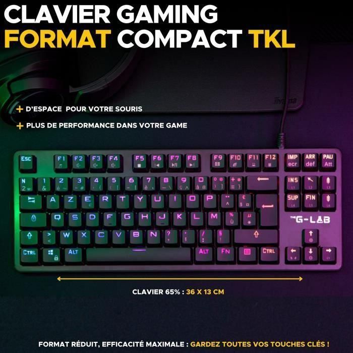 Teclado para juegos - The G-Lab - KEYZ PLATI. TKL - Formato TKL - Mecánico (Interruptor Rojo) - Perfil Bajo - RGB - Negro 5 Teclado para juegos - The G-Lab - KEYZ PLATI. TKL - Formato TKL - Mecánico (Interruptor Rojo) - Perfil Bajo - RGB - Negro 5