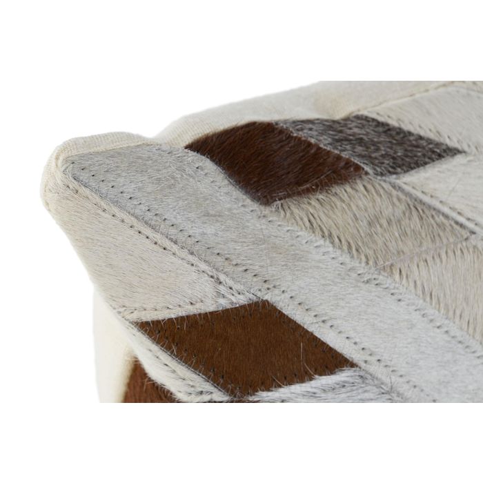 DKD Home Decor Cojin Colonial Camel Gris Piel Poliester 40 x 40 x 10 cm (2 Unidades) 1