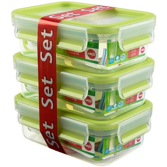 Emsa CLIP & CLOSE 2.0. Set 3 Recipientes Apilables de 0.55 L - Herméticos para Alimentos 1 Emsa CLIP & CLOSE 2.0. Set 3 Recipientes Apilables de 0.55 L - Herméticos para Alimentos 1