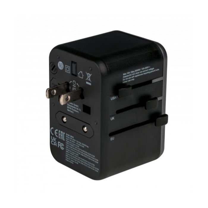 Verbatim Adaptador Universal de Viaje con 1 Puerto USB-C PD 61W, 3 Puertos USB-A, 1 Puerto USB-C, Compatible con más de 180 Países 3