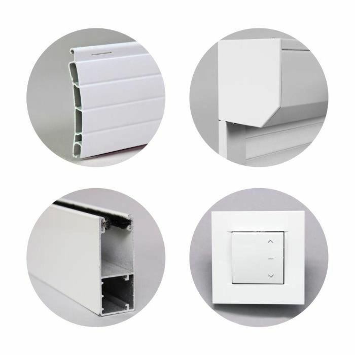 France Combi Persiana enrollable PVC doble pared, motor eléctrico cableado con interruptor, cajuela y correderas aluminio, 1,4 x 1,2 m, Blanco 2