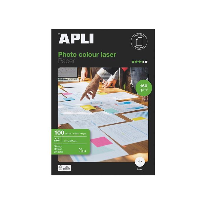 Papel Fotografico Apli Glossy Doble Cara Din A4 Pack De 100 Hojas 160 gr 1