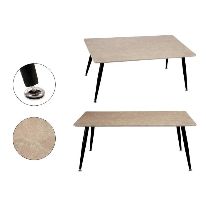 Mesa de centro efecto piedra Giftdecor 60x110x45 cm, DM, melamina, metal, blanco/negro Mesa de centro efecto piedra Giftdecor 60x110x45 cm, DM, melamina, metal, blanco/negro