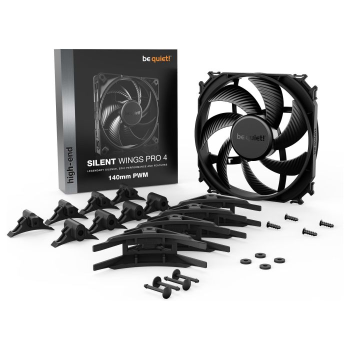 Be Quiet! SILENT WINGS PRO 4 140mm PWM Ventilador Negro 2400 RPM Rodamiento Dinámico Fluido (FDB) 4 Pines 4