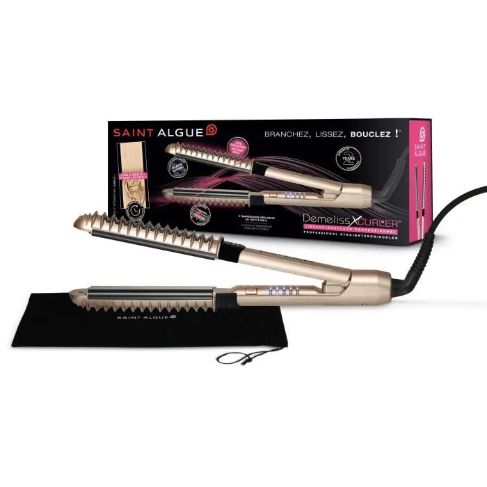Saint Algue Demeliss XCURLER 3965 Plancha de Pelo Profesional con Placas de Cerámica, 5 Temperaturas, Color Dorado 5