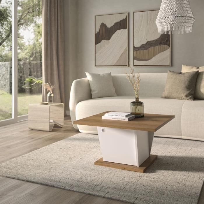Mesa de centro ATOS Bar - Cuadrada - Roble Helvezia / Blanco - 69 x 69 x 38 cm 1 Mesa de centro ATOS Bar - Cuadrada - Roble Helvezia / Blanco - 69 x 69 x 38 cm 1