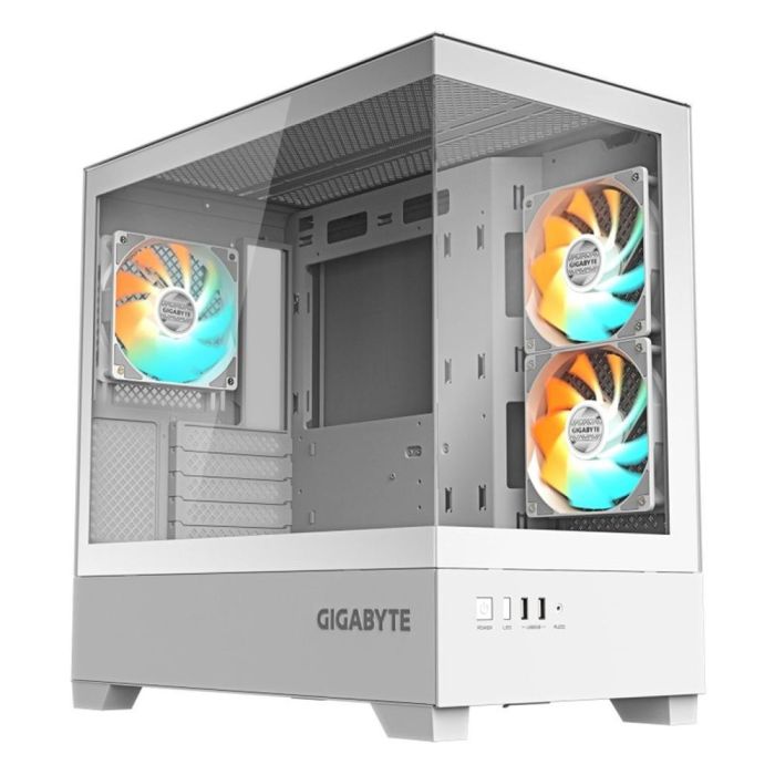 GIGABYTE C201 PANORAMIC ICE Caja para PC Torre Media Blanca con Panel de Vidrio Templado y RGB Fusion