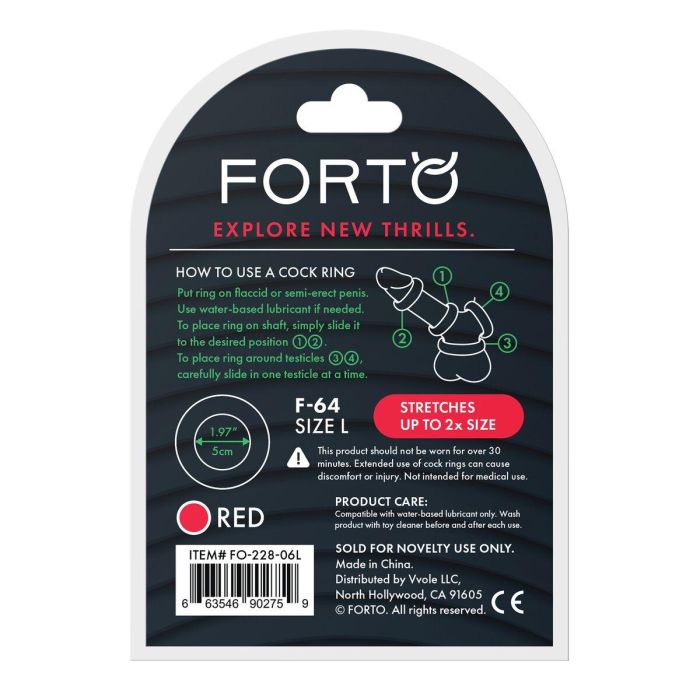 Anillo para el Pene Forto Rojo L Ø 50 mm 2 Anillo para el Pene Forto Rojo L Ø 50 mm 2