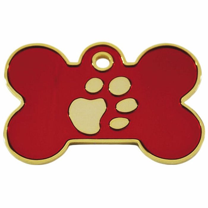 Placa identificativa para collar Imarc Bone Rojo Dorado 1 Placa identificativa para collar Imarc Bone Rojo Dorado 1