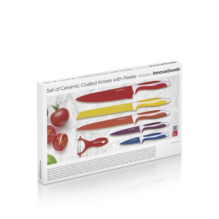 Juego de Cuchillos Cerámicos y Pelador Knoolvs InnovaGoods 6 Piezas 1 Juego de Cuchillos Cerámicos y Pelador Knoolvs InnovaGoods 6 Piezas 1