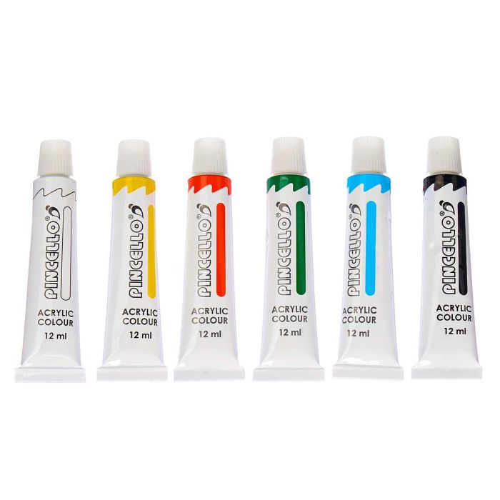 Juego 6 Botes Pintura Acrílica Pincello 12 ml - Amarillo, Azul, Blanco, Negro, Rojo, Verde (24 Unidades) 1 Juego 6 Botes Pintura Acrílica Pincello 12 ml - Amarillo, Azul, Blanco, Negro, Rojo, Verde (24 Unidades) 1