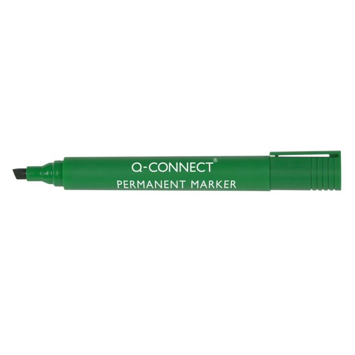 Rotulador Q-Connect Marcador Permanente Verde Punta Biselada 5 mm 10 unidades 1