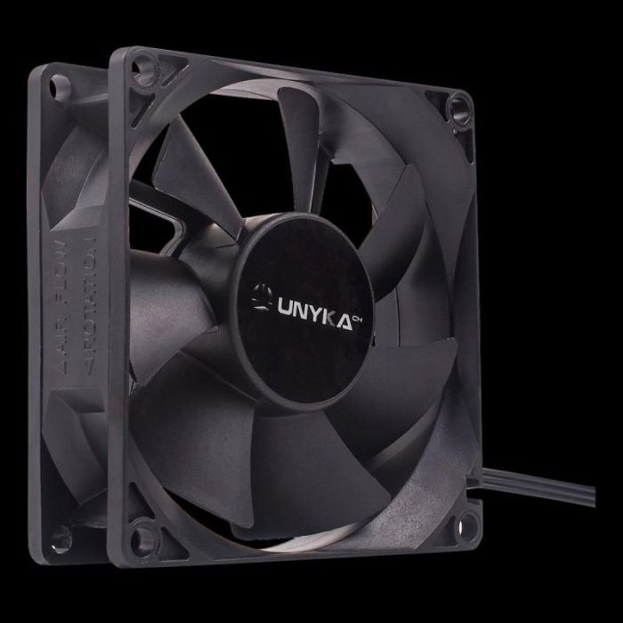 Unykach 51786 Ventilador Caja 80mm Silencioso 19dB para PC, 2000 RPM, 3 pines, Negro 2