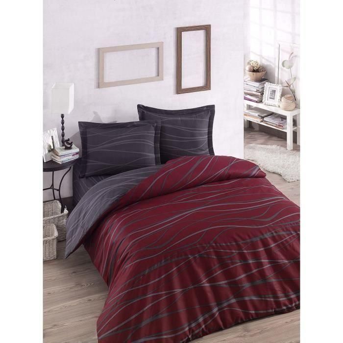 Juego de cama ASI8681181780442 - Funda nórdica 220x240 cm y 2 fundas almohada 60x60 cm - 65% algodón, 35% poliéster - Rojo