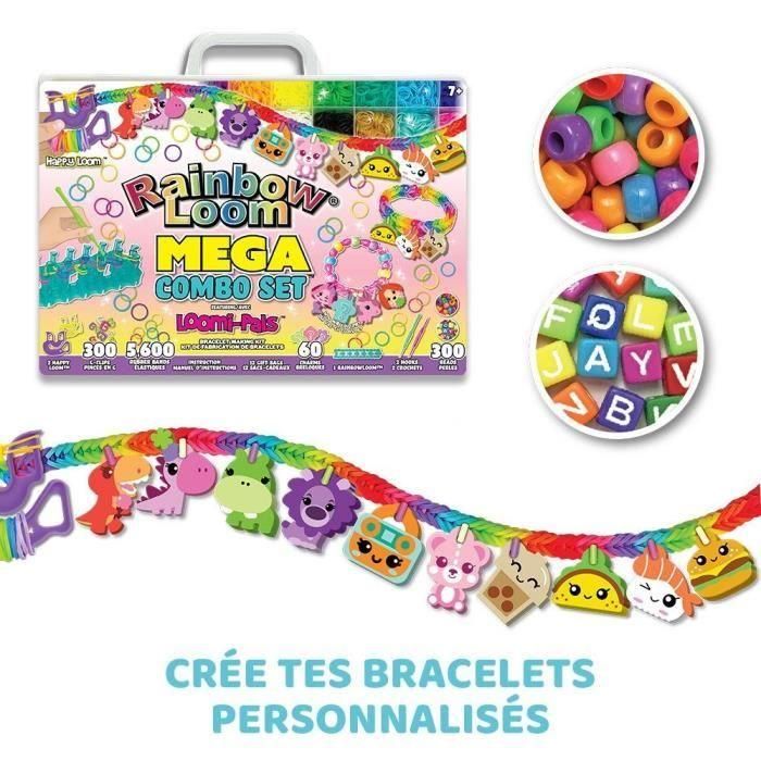 Bandai - Rainbow Loom Mega Combo Set - Fabricación de pulseras - Telar con 5600 elásticos - Dijes y cuentas - CD00101 1 Bandai - Rainbow Loom Mega Combo Set - Fabricación de pulseras - Telar con 5600 elásticos - Dijes y cuentas - CD00101 1
