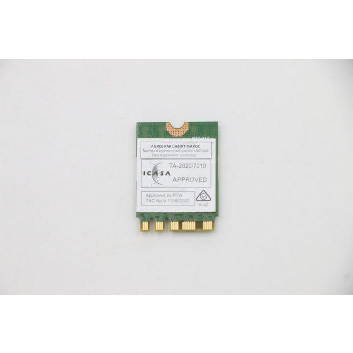 Lenovo M.2 2230 WLAN module with WiFi 6 (802.11ax) and Bluetooth 5.1, supports PCI-Express interface for high-speed connectivity. 2 Lenovo M.2 2230 WLAN module with WiFi 6 (802.11ax) and Bluetooth 5.1, supports PCI-Express interface for high-speed connectivity. 2