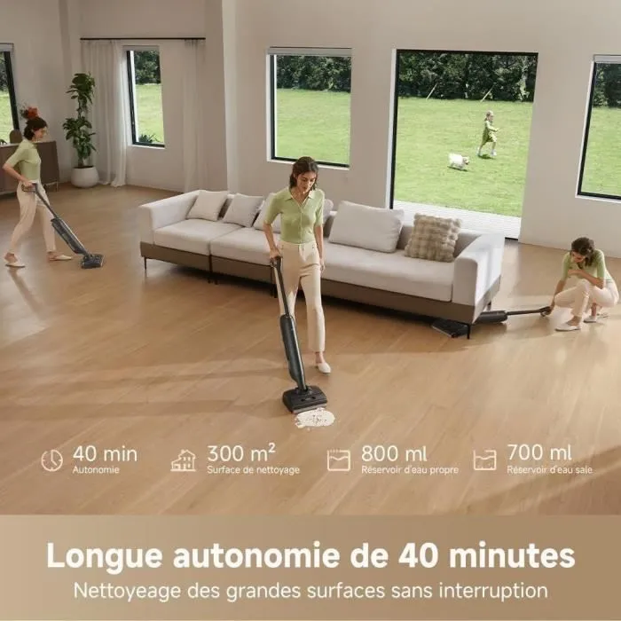 Mova Aspiradora M10 en Seco y Húmedo - Flexible y Giratoria 90°, Lavado con Cepillo 75°C, Succión 18 kPa